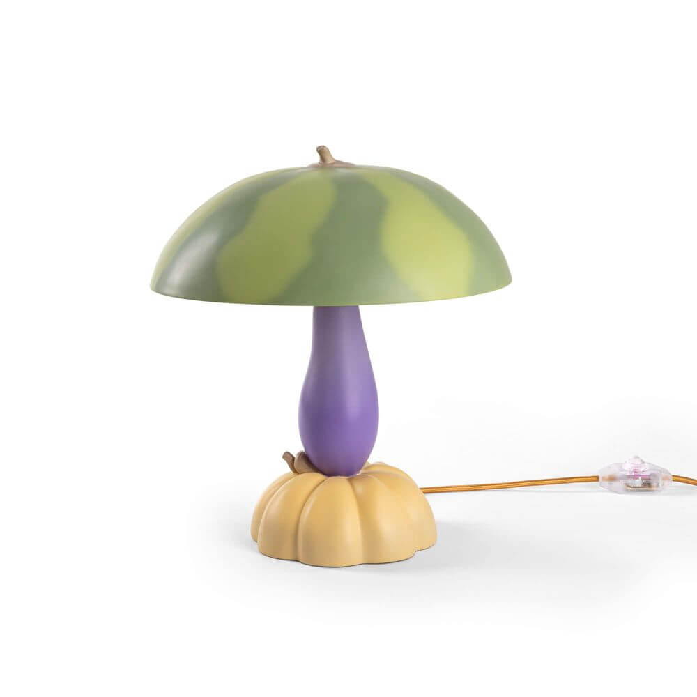 Seletti Vitamin Wassermelone Tischlampe LED dimmbar – Designer Tischleuchte Marcantonio mit dimmbarer LED, grüner „Wassermelone“-Schirm und bunter Basis