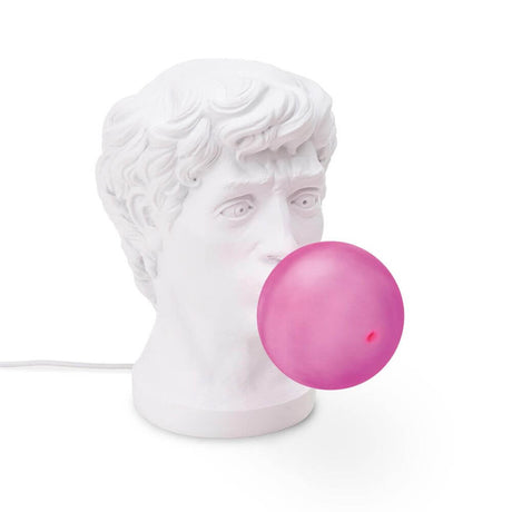Lampe de table Seletti Wonder Times LED E14 buste blanche avec bulle de chewing-gum rose, lampe de table Pop Art de Uto Balmoral