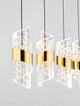 Seneca LED Pendelleuchte Balken 82cm 5-flammig 3000K Schwarz, Gold mit elegantem Design und goldplattierten Akzenten.