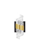 Seneca LED Wandleuchte 3000K Schwarz, Gold mit transparentem Design und goldener Akzentleiste.