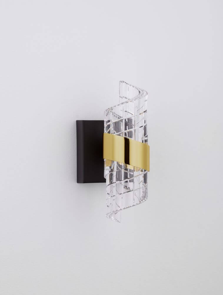 Seneca LED Wandleuchte 3000K Schwarz, Gold mit elegantem Design und goldener Akzentfarbe.