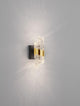 Seneca LED Wandleuchte 3000K Schwarz, Gold an einer Wand montiert mit edlem Design und Lichtstrahlen.