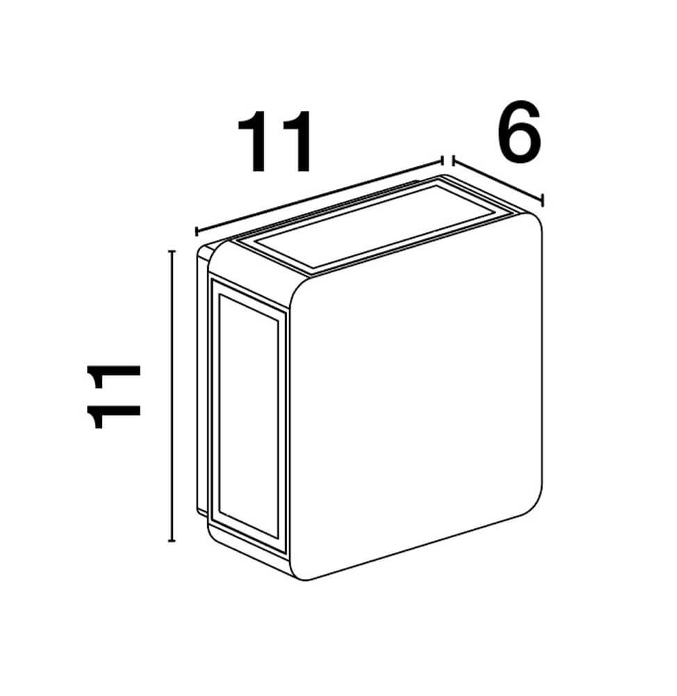 Serika LED Außenwandleuchte 3000K Anthrazit IP65 Maßzeichnung mit Abmessungen 11x11x6 cm