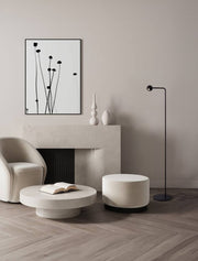 Sfera floor lamp 3000K black in a modern living space with round table and armchair design