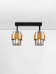 Sianna Deckenleuchte 2-flammig Schwarz, Gold mit goldenen Lampenköpfen und modernem Design.