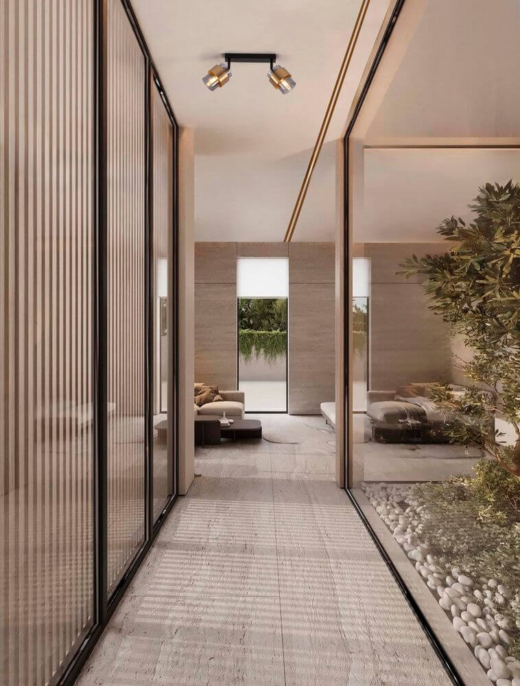 Sianna Deckenleuchte 2-flammig Schwarz, Gold in modernem Wohnraum mit elegantem Design