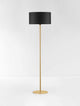 Sibnia Stehlampe E27 Ø 45cm mit schwarzem Lampenschirm und goldfarbenem Schaft für stilvolle Beleuchtung.