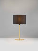 Alt Tag: Sibnia Tischleuchte E27 Ø 30cm – elegante schwarze Tischlampe mit goldnem Sockel für Wohnzimmer und Schlafzimmer, modernes zeitloses Design