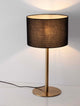 Sibnia Tischleuchte E27 Ø 30cm – schwarze Stofftischlampe mit goldenem Ständer, modernes zeitloses Design für Wohn- und Schlafzimmer