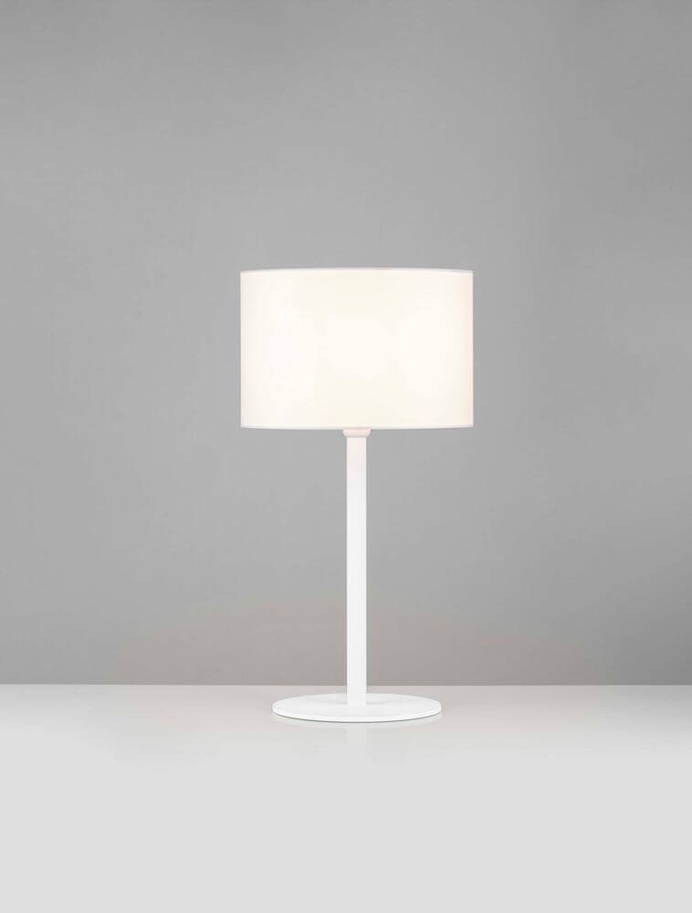 Sibnia Tischleuchte E27 Ø 30cm – elegante weiße Tischleuchte mit rundem Schirm, schlankem Ständer und dezentem Design für Wohnzimmer oder Schlafzimmer