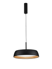 Sigi Pendelleuchte Ø 45cm 3000K in Schwarz/Braun mit modernem Design und Holzdetail
