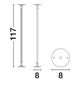 Maßzeichnung der Sima LED Wandleuchte Ø 8cm 3000K mit Abmessungen 117cm und 8cm.