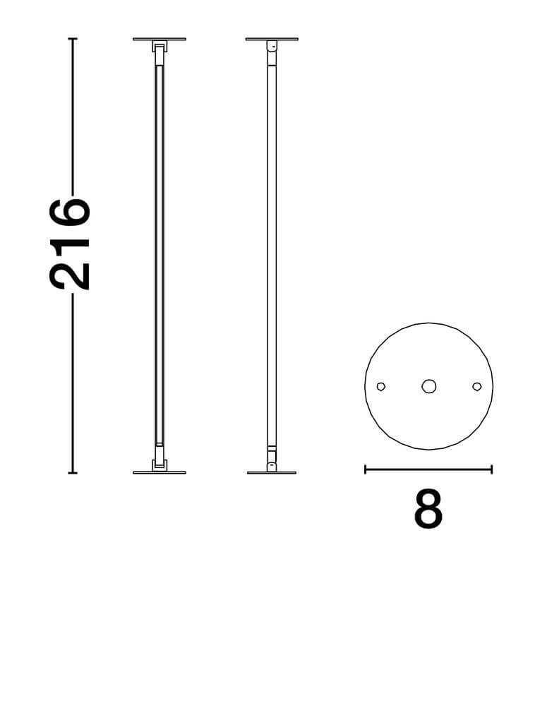 Sima LED Wandleuchte Ø 8cm 3000K Maßstabsskizze mit den Abmessungen dargestellt.