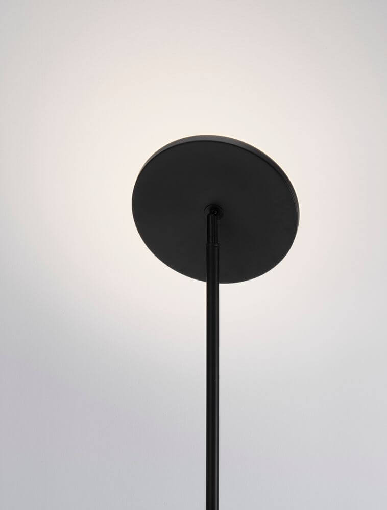 Sinkro LED Stehlampe Ø 25,2cm 3000K mit Drehschalter - schwarze Stehlampe filigraner Aluminiumstab und runder Lampenschirm
