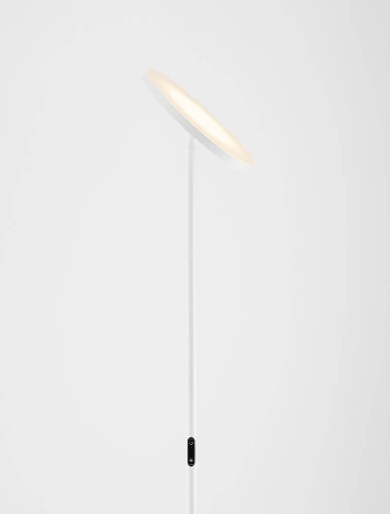 Sinkro LED Stehlampe Ø 25,2cm 3000K mit Drehschalter - schlanke weiße Nova Luce Stehlampe aus Aluminium, warmes Licht, einladendes Design