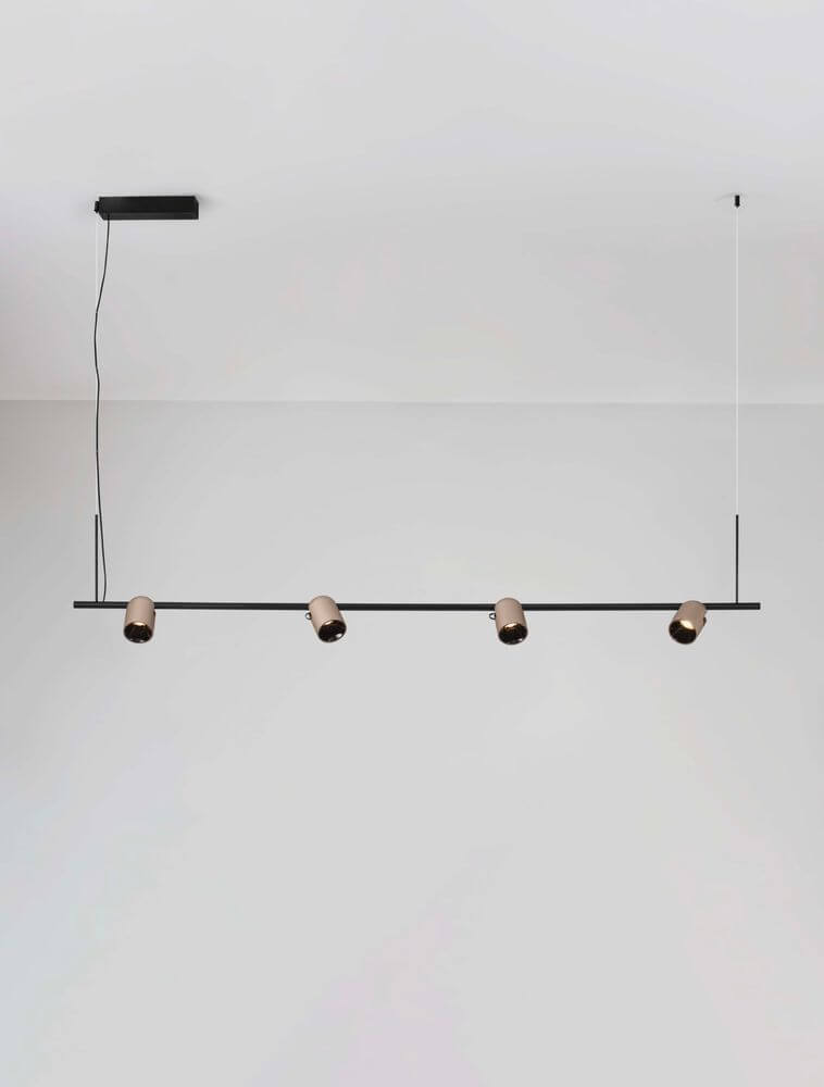 Sirmos LED Pendelleuchte 4-flammig 3000K Schwarz, Braun in modernem Wohnambiente