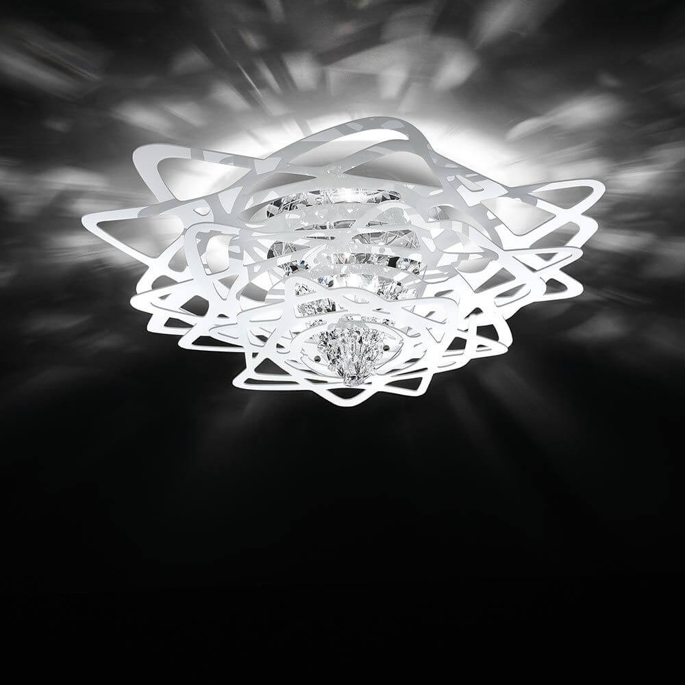 Slamp Deckenlampe Aurora Mini Weiß - elegante Deckenleuchte mit kristallinem Kern in Weiß.