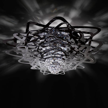 Slamp Luminária de Teto Aurora Grande Preta com cristais brilhantes e design elegante.