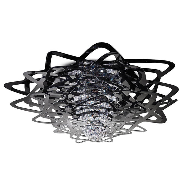 Slampeloftslampe Aurora Large Black med en elegant krystalkerne og moderne design.
