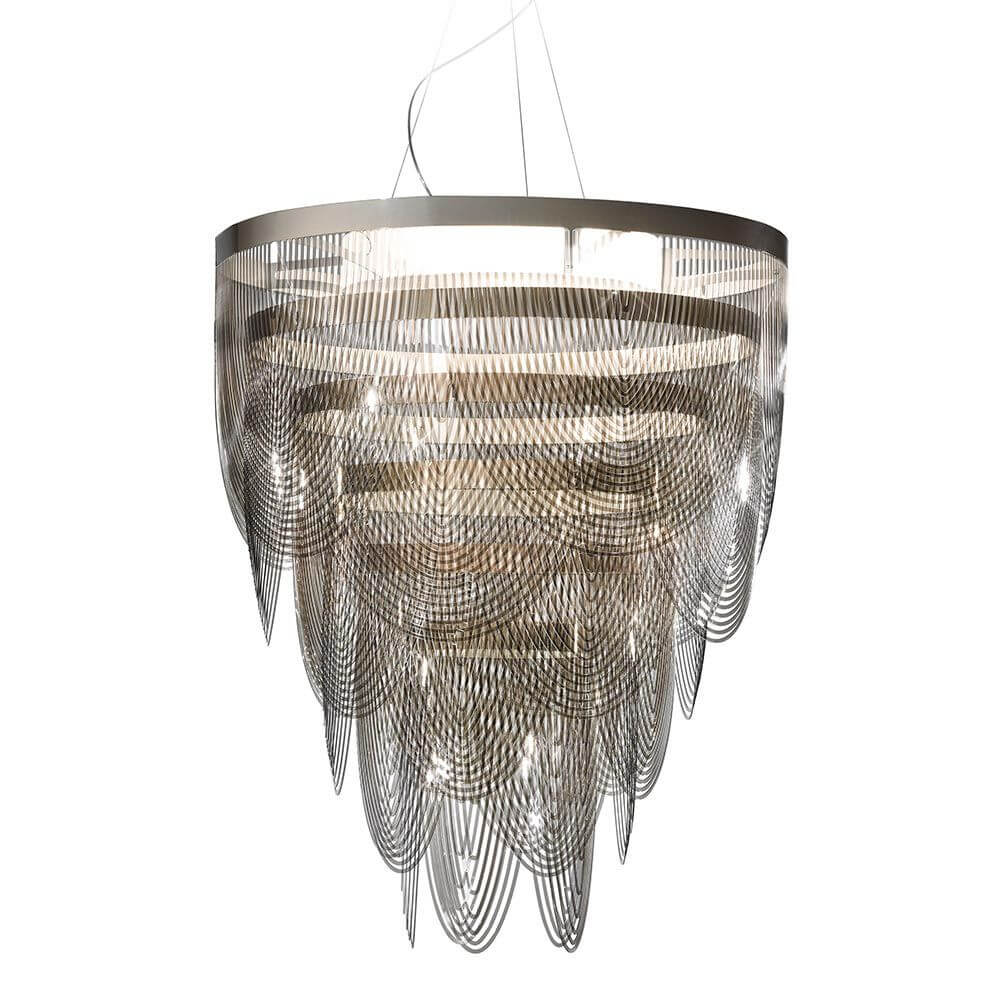 Slamp Hängelampe Ceremony Large Rauchfarben mit elegantem Design und schimmerndem Licht.