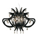 Lámpara colgante Slamp Medusa Negra con cristales y estructura radial.
