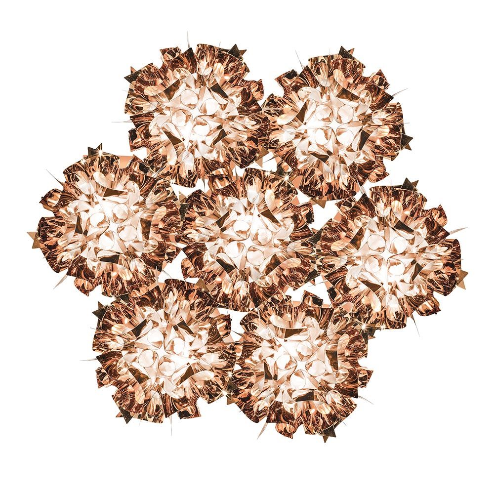 Slamp Hängelampe Veli 7 Kupfer, elegante und glamouröse Leuchte mit kurvenreichem Design und gestreutem Licht.