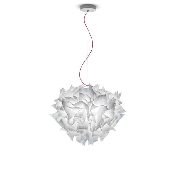 Slamp pendant lamp Veli Couture White – creative pendant light with floral look and colored cable.