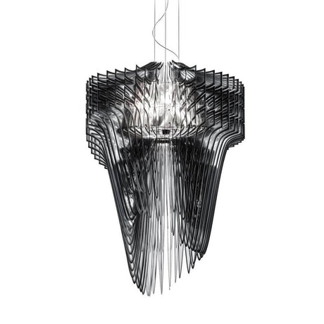 Lampa wisząca Slamp Aria Czarna, Przezroczysta w nowoczesnym designie z płynącymi liniami i dynamiczną formą.