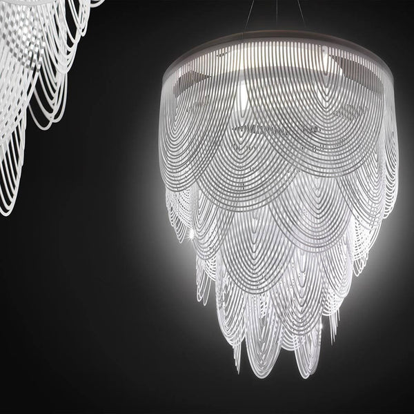 Slamp Hängeleuchte Ceremony Large Weiß, skulpturale Designer-Pendelleuchte mit weißen Technopolymer-Ketten