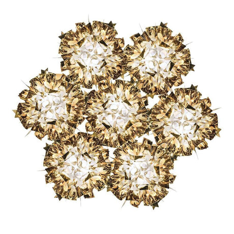 Lampada a sospensione Slamp Veli 7 Oro con un design glamour, sinuoso e moderno.