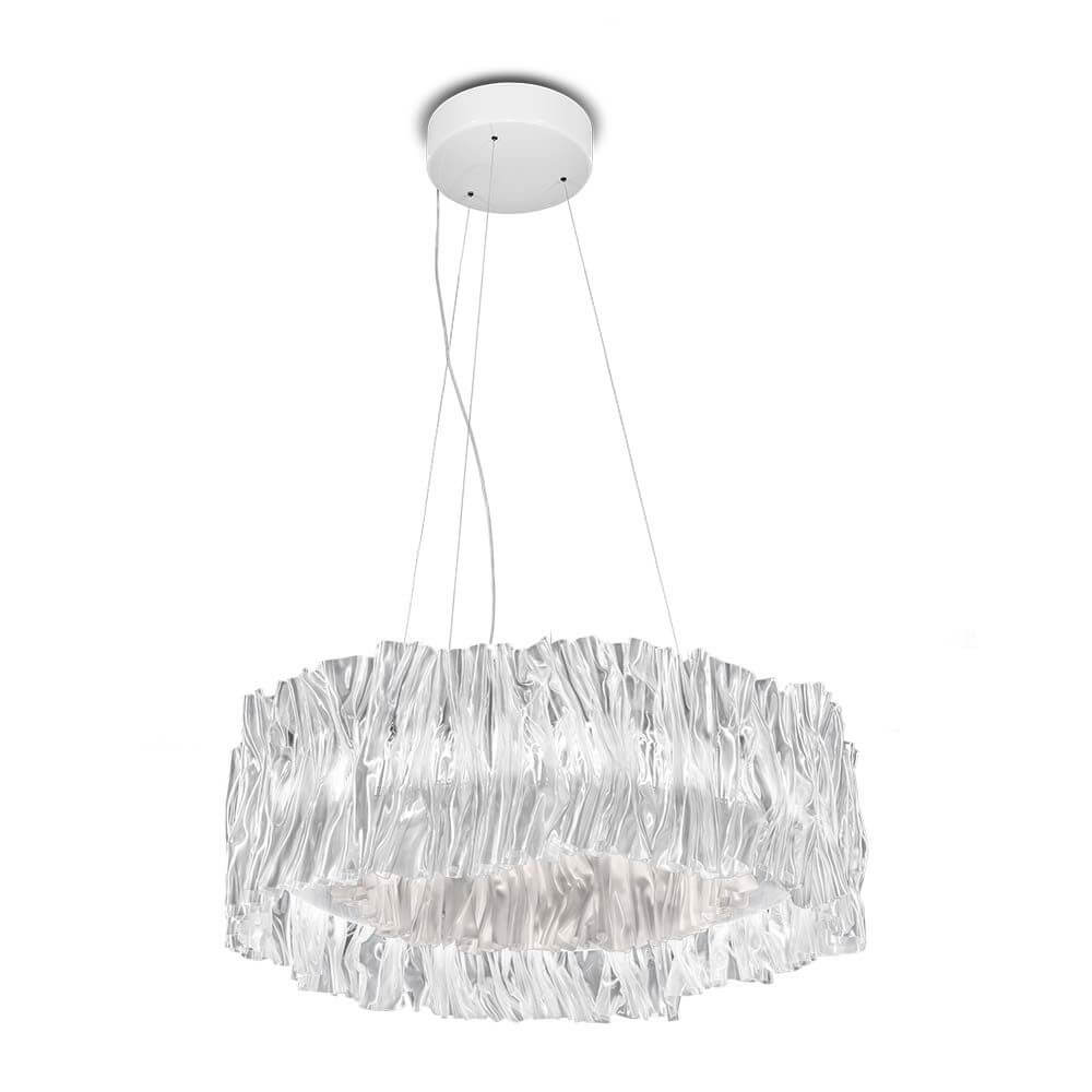 Slamp LED Hängelampe Accordeon Ø 57cm in modernem Design mit unregelmäßiger, transparenter Oberfläche.