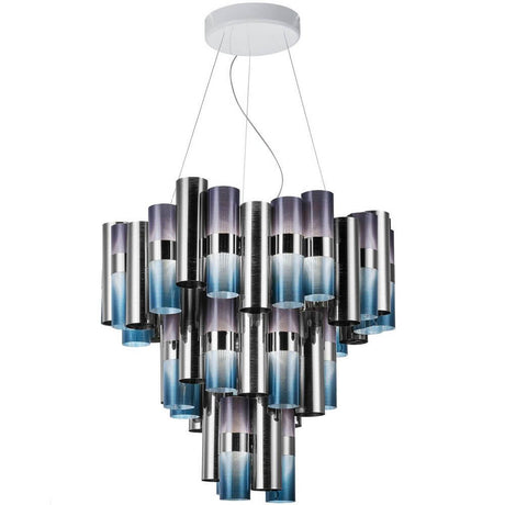 Lampada a sospensione LED Slamp La Lollo Extra-Large 9000lm 2700K Gradient con cilindri colorati e design moderno.
