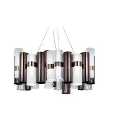 Lâmpada pendente LED Slamp La Lollo Large 5000lm 2700K Antracite, Branco em design elegante com cilindros coloridos.
