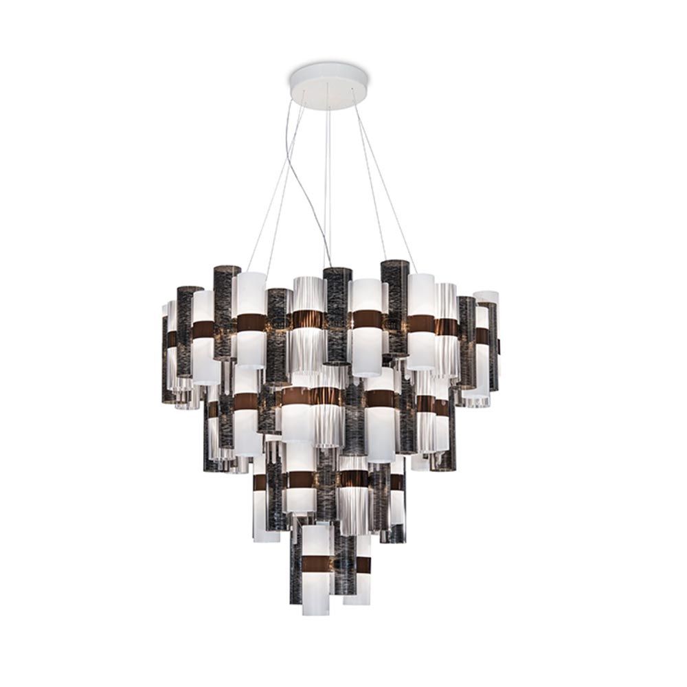 Slamp LED Hängelampe La Lollona 4 mit 100 Zylindern und elegantem 50er Jahre Design, 100 cm Durchmesser.