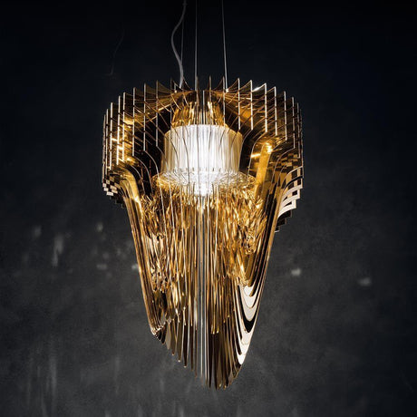 Slamp LED Hängeleuchte Aria Large 7000lm 2700K Gold in modernem, ikonischem Design.