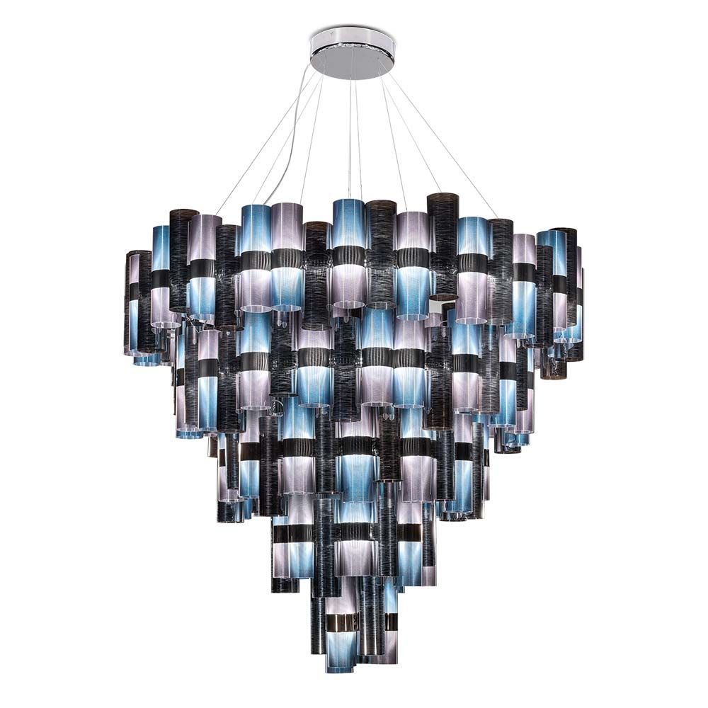 Slamp LED Hängeleuchte La Lollona 5 mit 132 Zylindern und Farbgradienten, Durchmesser 130 cm
