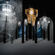 Slamp LED Pendelleuchte Aria Medium 3500lm 2700K Transparent in einem modernen Raumambiente.