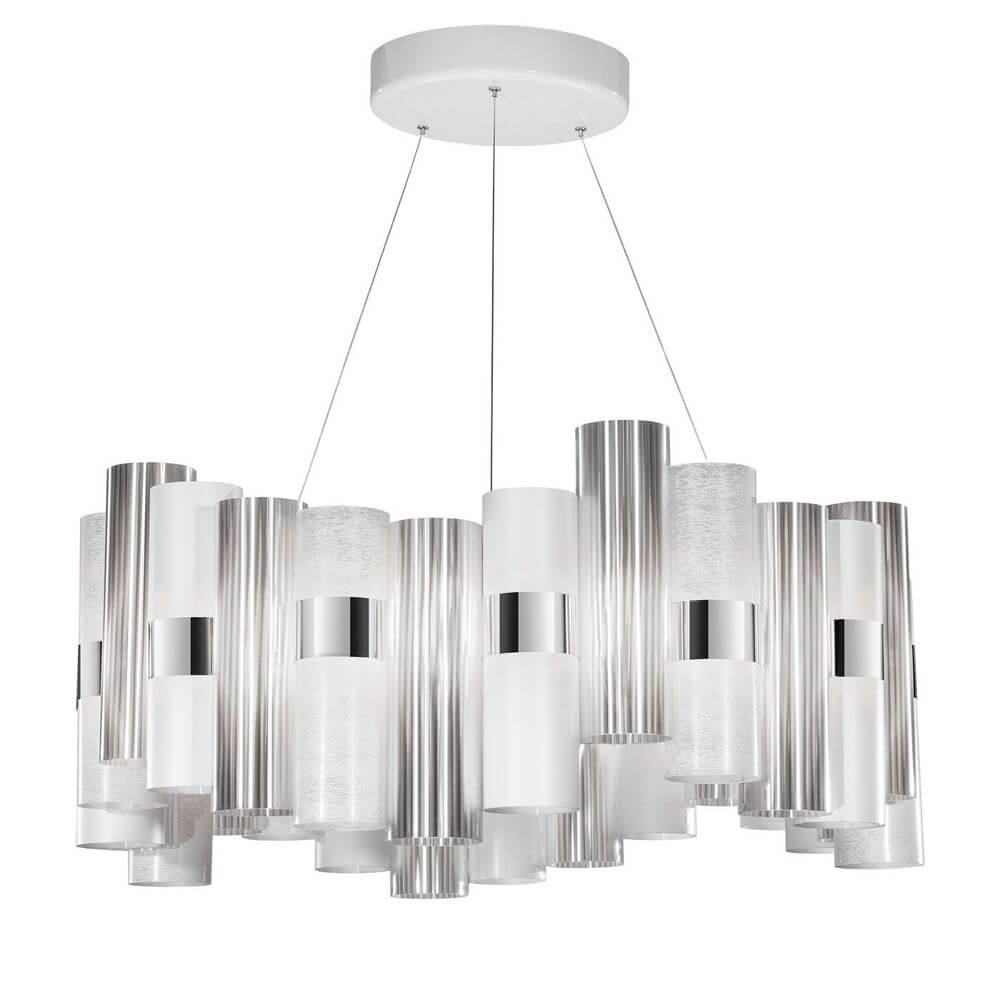 Slamp LED Pendelleuchte La Lollo Large 5000lm 2700K Weiß mit elegantem Design und mehrfarbigen Zylindern.