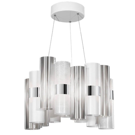 Luz pendente LED Slamp La Lollo Medium 2500lm 2700K Branco com cilindros elegantes e designs modernos.