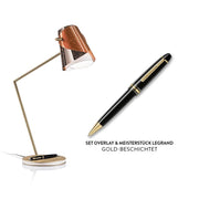 Slamp LED-skrivebordslampe Overlay & Montblanc Meisterstück Le Grand med gullbelagt penn.