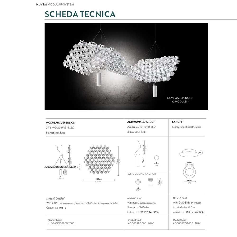 Slamp Nuvem Canopy Baldaquin pour 6 connexions Blanc