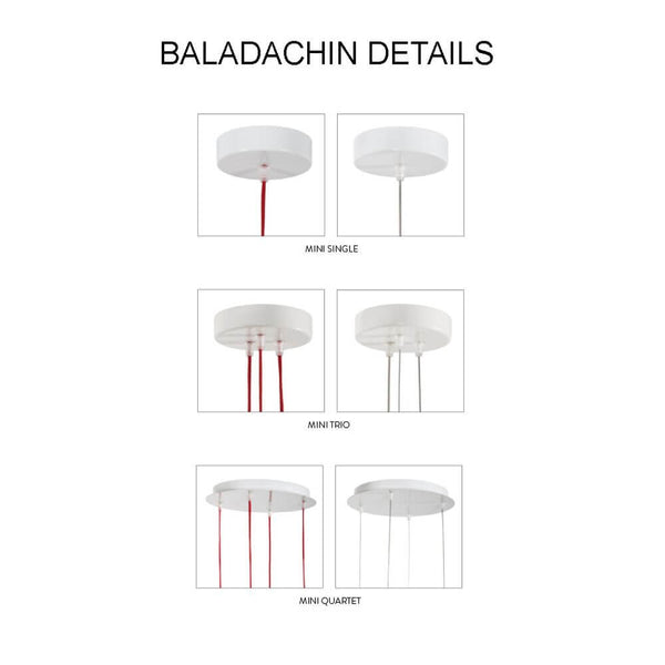 Baladachin details for Slamp pendant lamp Veli Mini Single Couture 32 cm: Mini Single, Mini Trio, Mini Quartet.