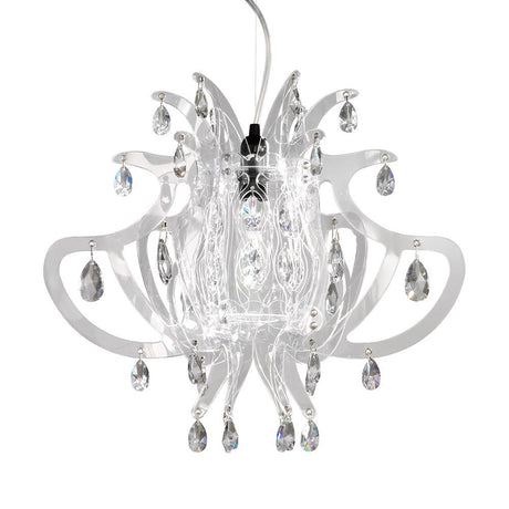 Lampada a sospensione Slamp Lillibet Mini Trasparente con cristalli chiari e struttura elegante.