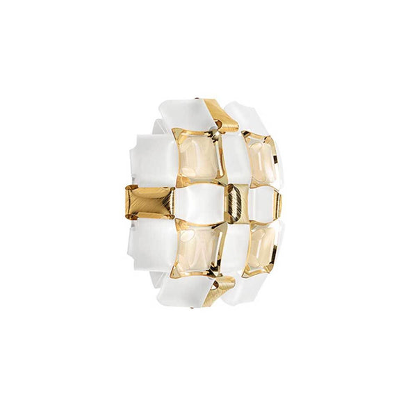 Applique murale Slamp Mida Applique Ø 32cm avec des éléments dorés et blancs dans un design élégant.