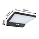Solar LED Außenwandlampe Ronas Bewegungsmelder Grau mit Abmessungen 180mm x 250mm x 58mm