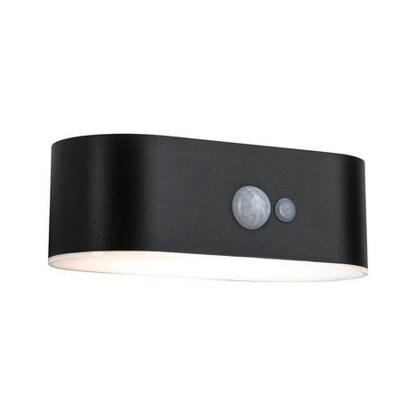 Lampada da parete esterna a LED solare Sensore Black