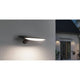 Solar LED Außenwandleuchte Kiran in Anthrazit mit Bewegungsmelder, montiert an einer Wand.