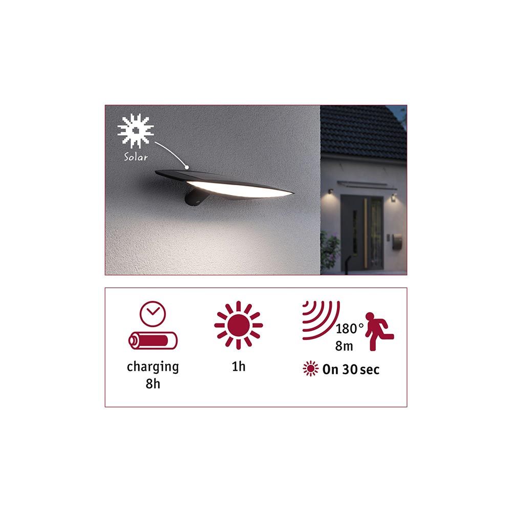 Solar LED outdoor wall light Kiran motion sensor