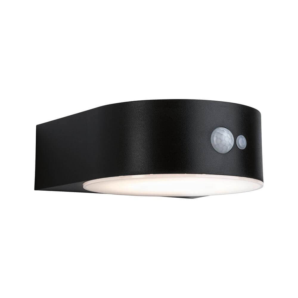 Solar LED Außenwandleuchte Eileen Sensor Schwarz mit Bewegungsmelder und warmweißer Beleuchtung