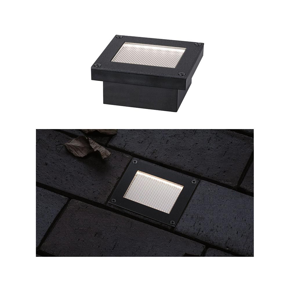 Solarna lampa LED do wbudowania w ziemię Domenic Square Black IP67